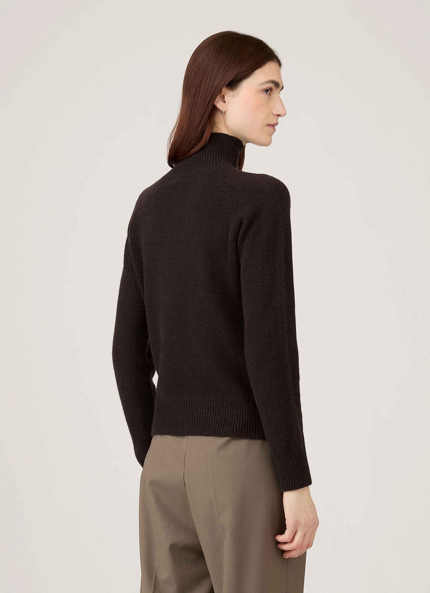 Women's Lambswool Funnel Neck Jumper in Truffle City Warmth