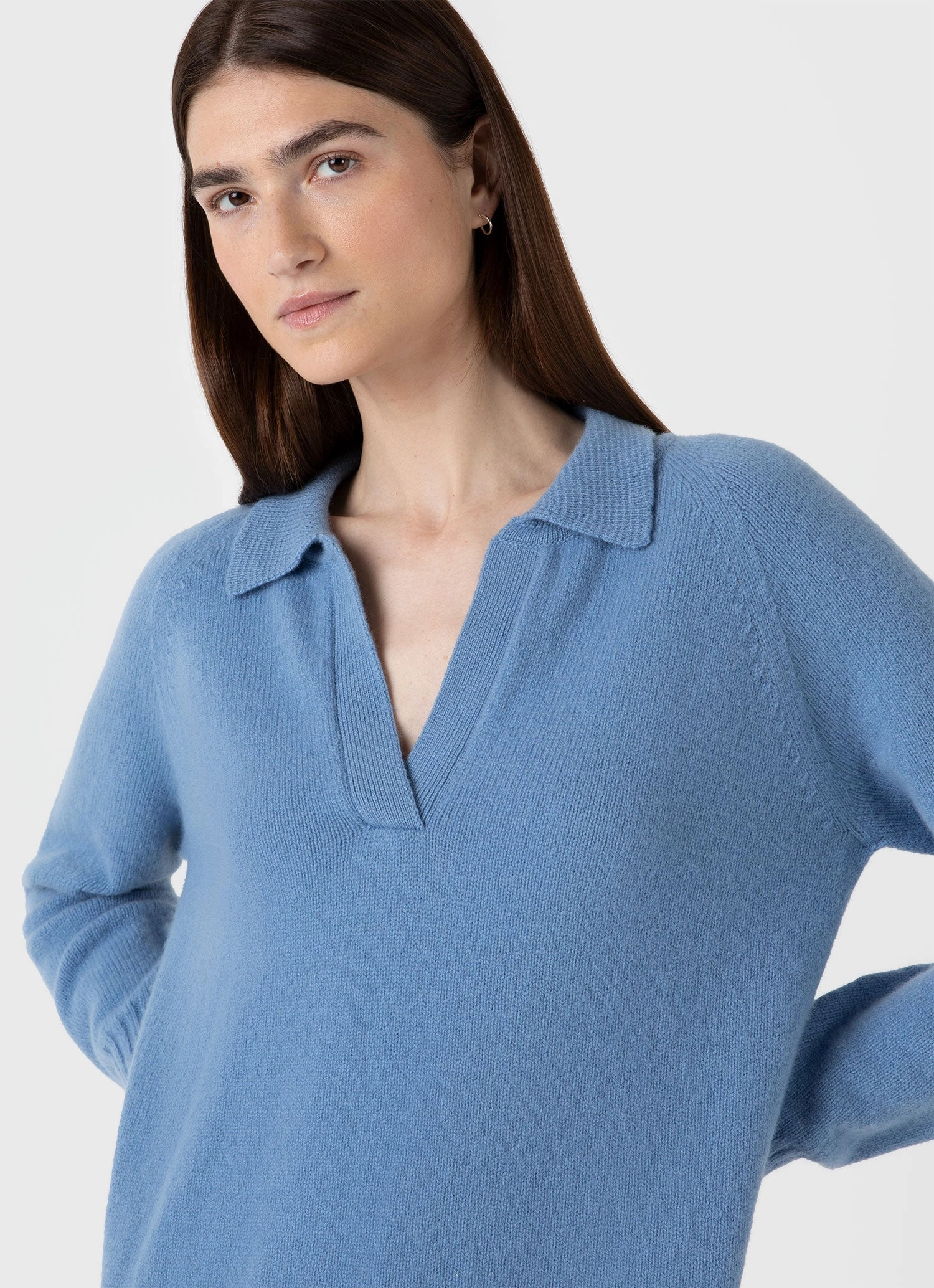 Women's Lambswool Polo Jumper in Cornflower Season Ready