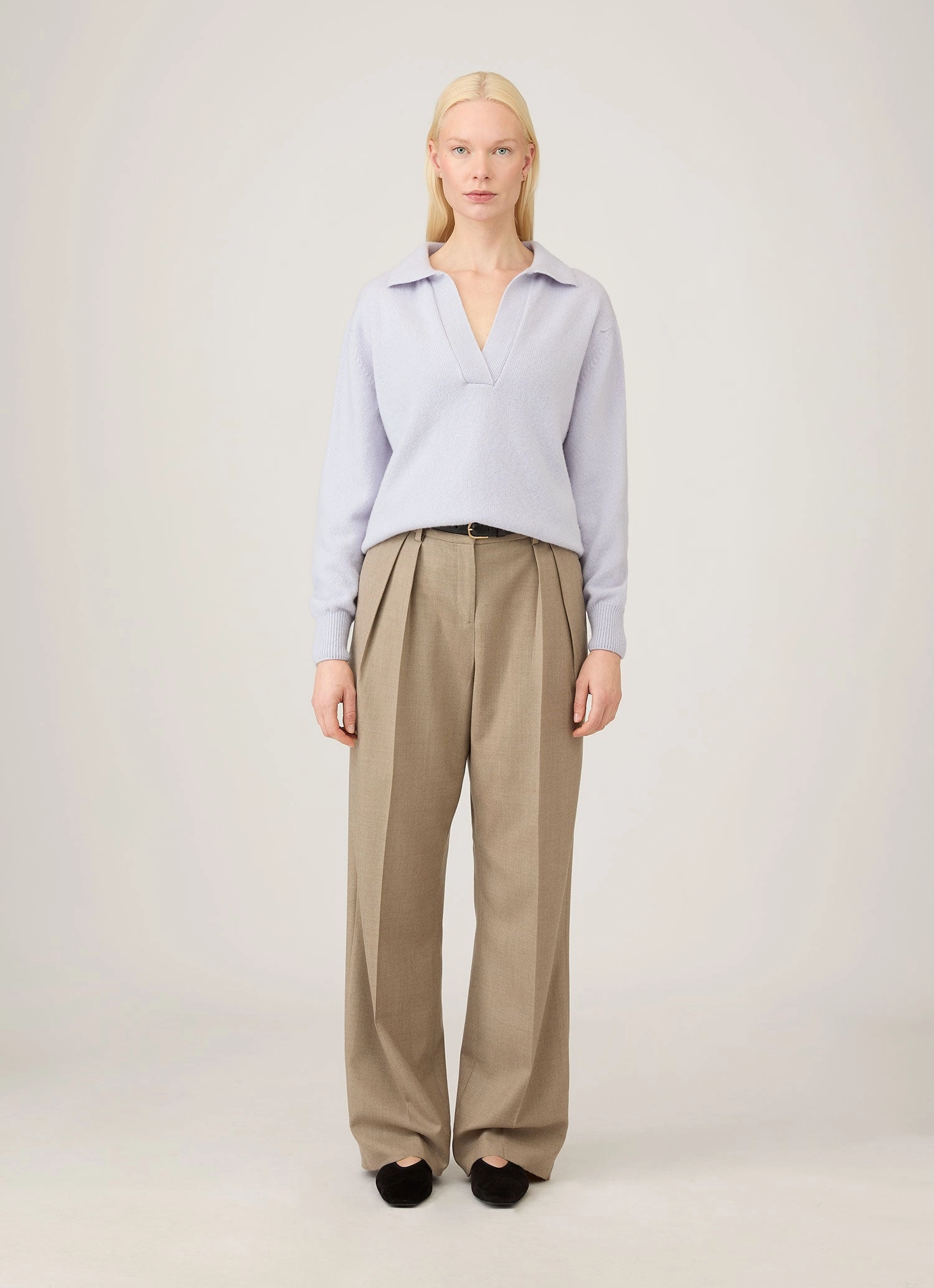 Subtle Fit Women's Lambswool Polo Neck Jumper in Ice Blue