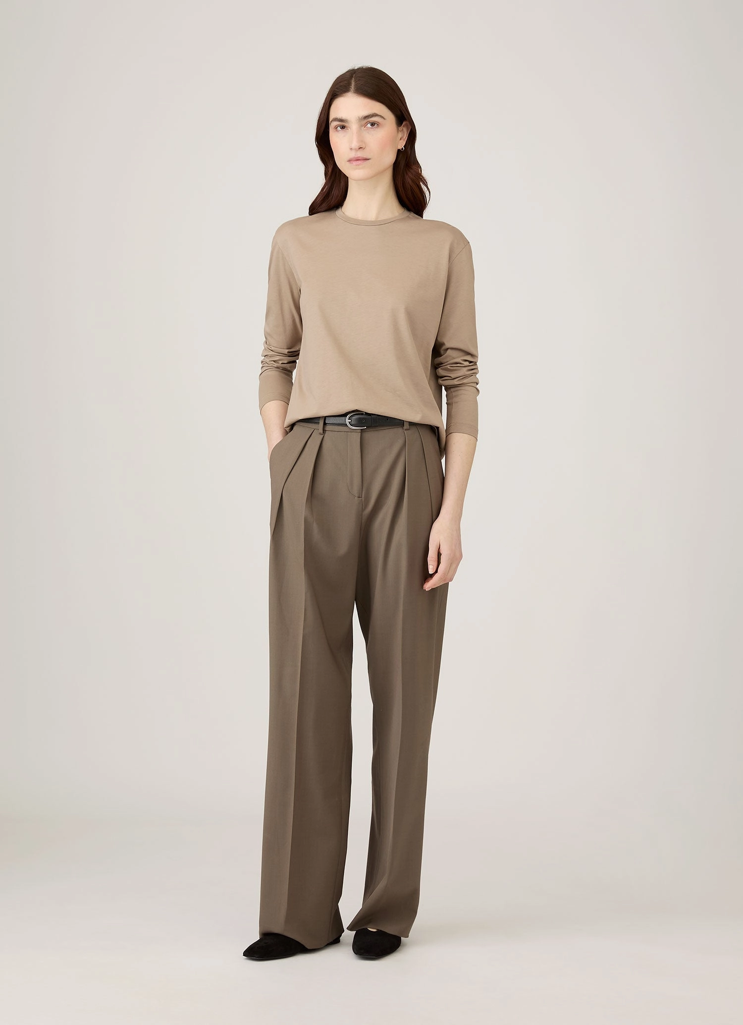 BioBased Fibers Women's Long Sleeve Boy Fit T-shirt in Mink