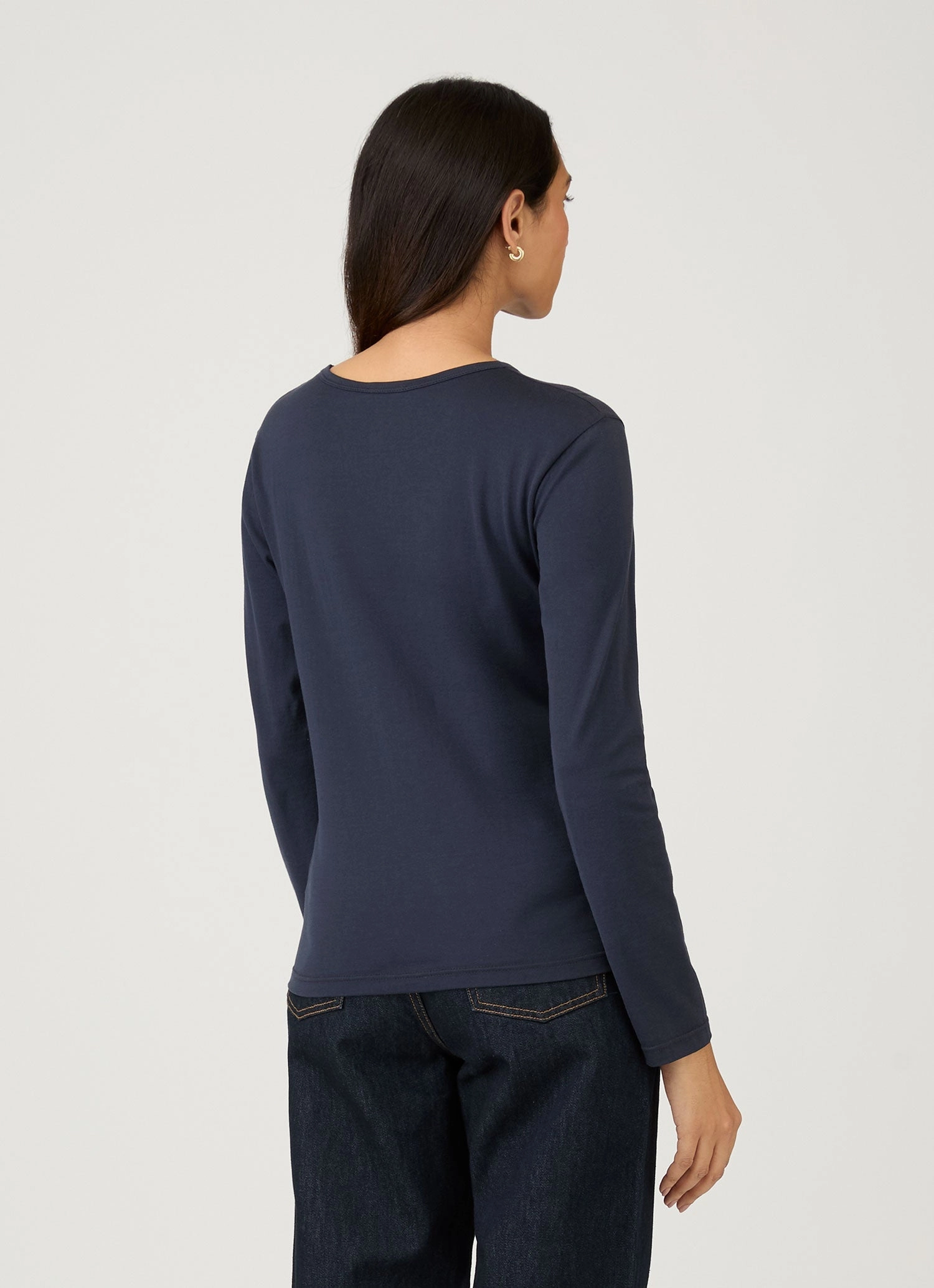 Cozy Vibe Women's Long Sleeve Classic T-shirt in Navy