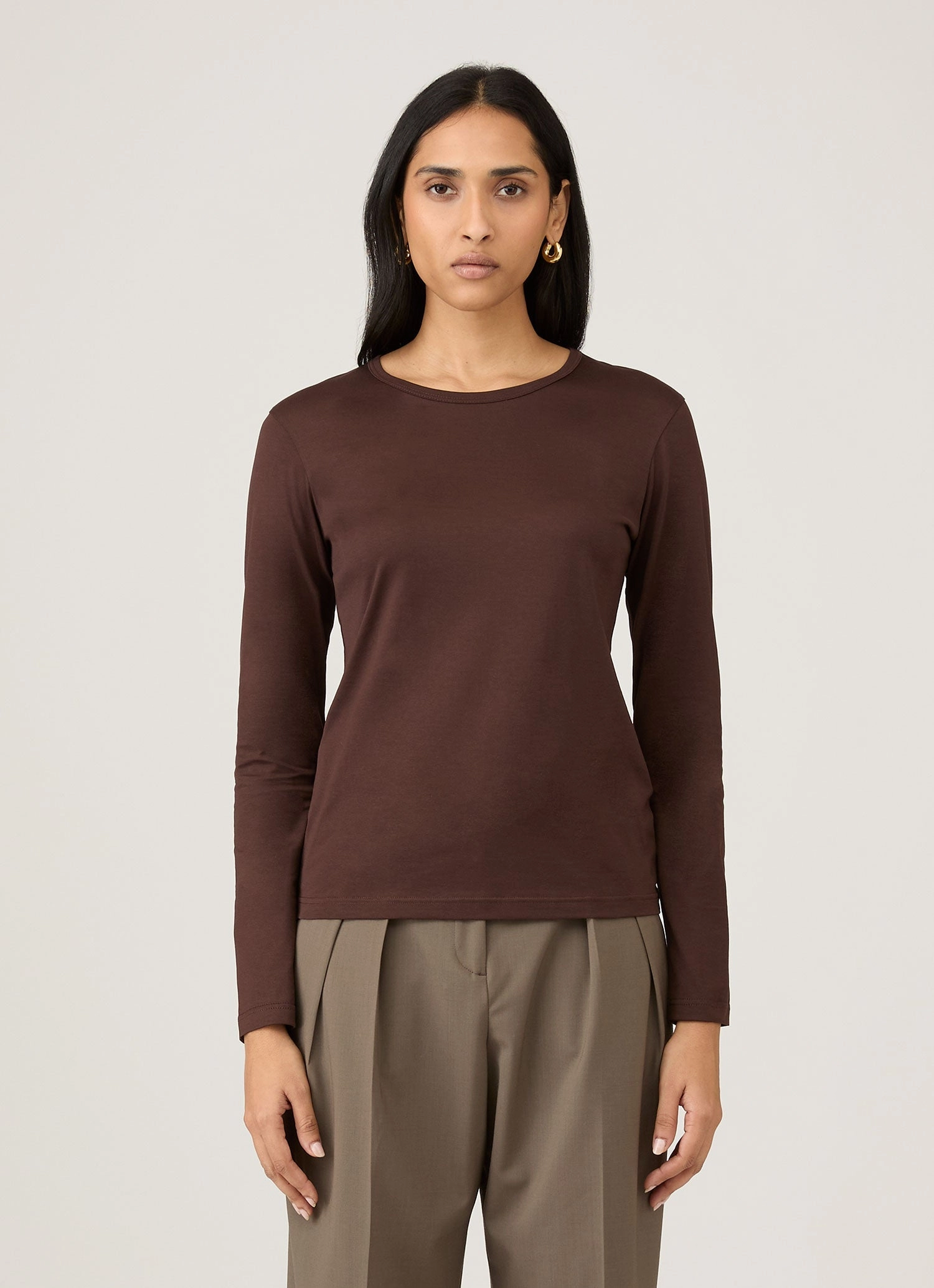 Women's Long Sleeve Classic T-shirt in Truffle Customer Favorite