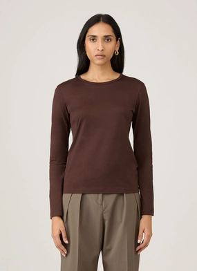 Women's Long Sleeve Classic T-shirt in Truffle Durable and long-lasting Women's Long Sleeve Classic T-shirt in Truffle BioBased Fibers Casual Style