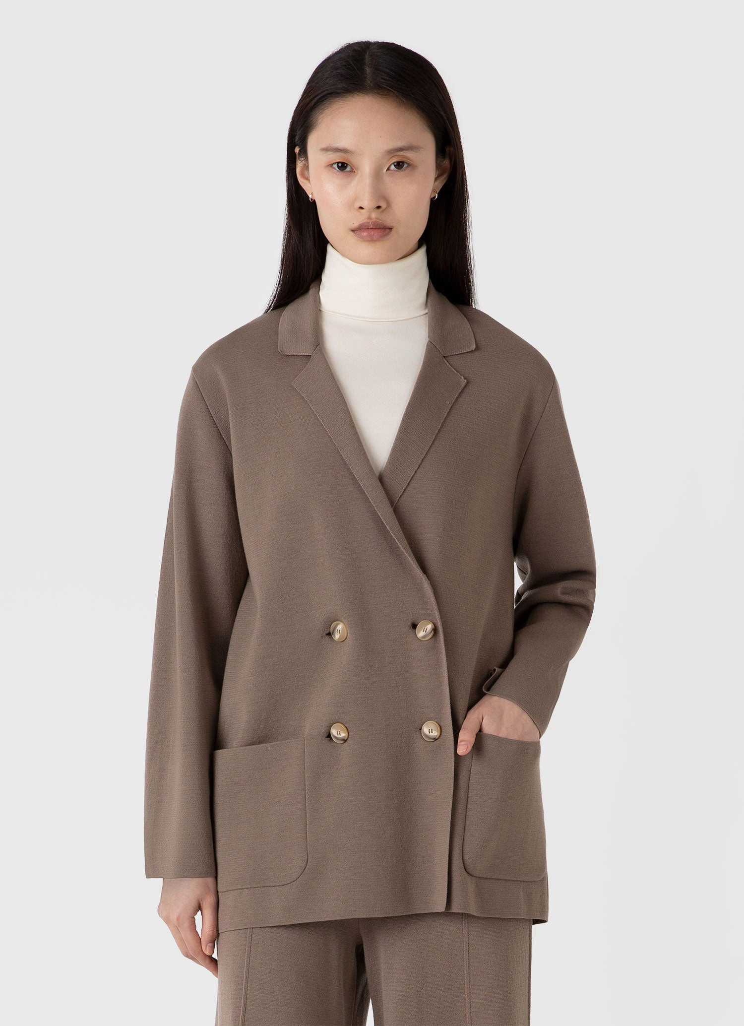 suitable for school days Occasion Women's Merino Milano Knit Blazer in Sandstone