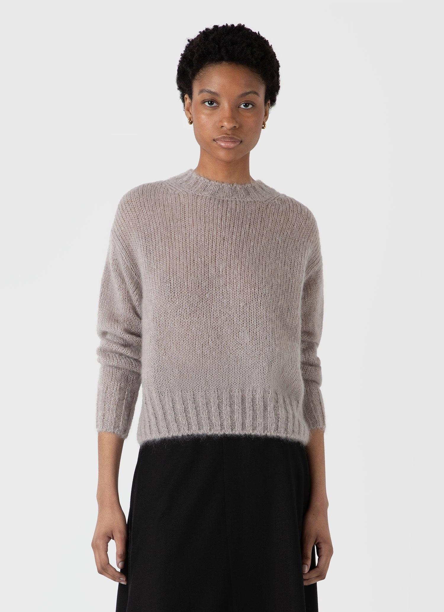 Women's Mohair Silk Jumper in Sandstone MicrofiberBlend Texture Water Repellent Treatment