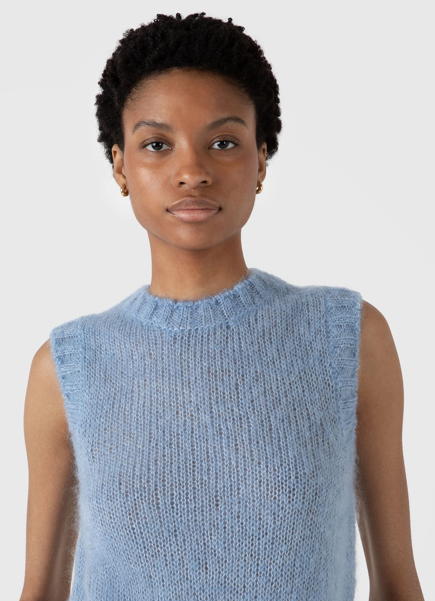 Women's Mohair Silk Vest in Cornflower Cool Layering