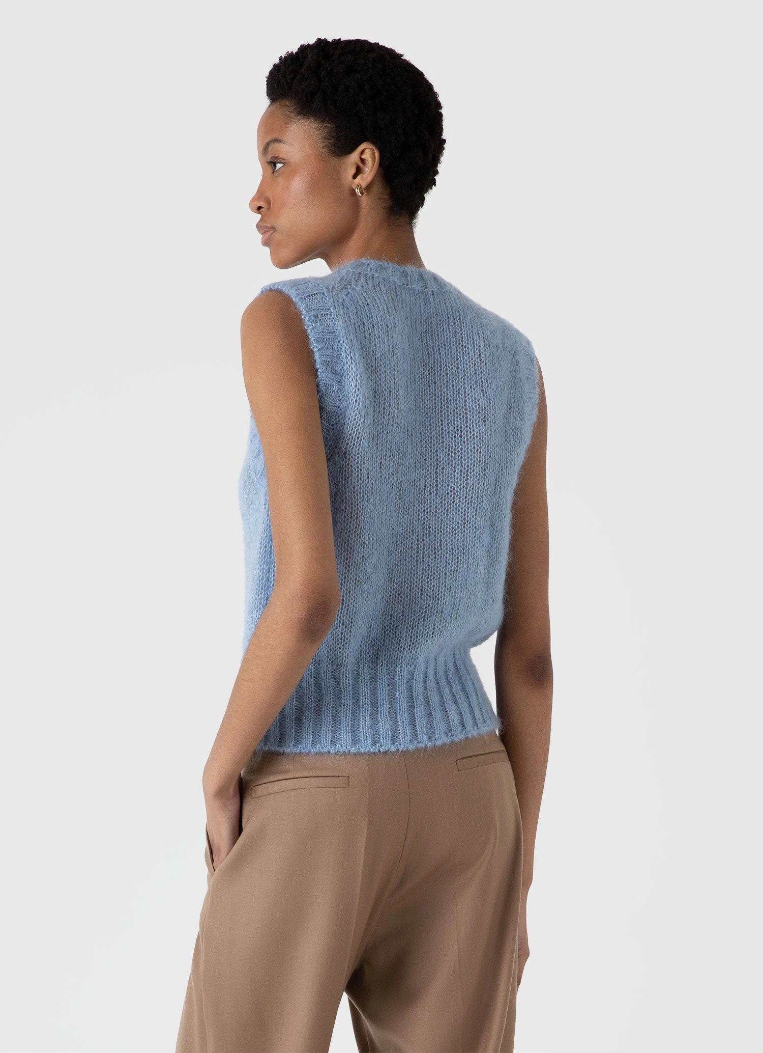 Women's Mohair Silk Vest in Cornflower Ventilated Panels