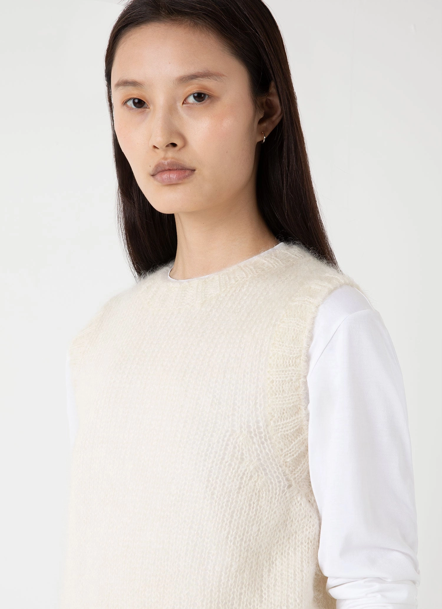 Women's Mohair Silk Vest in Ecru Daily Layers Sleek Fit