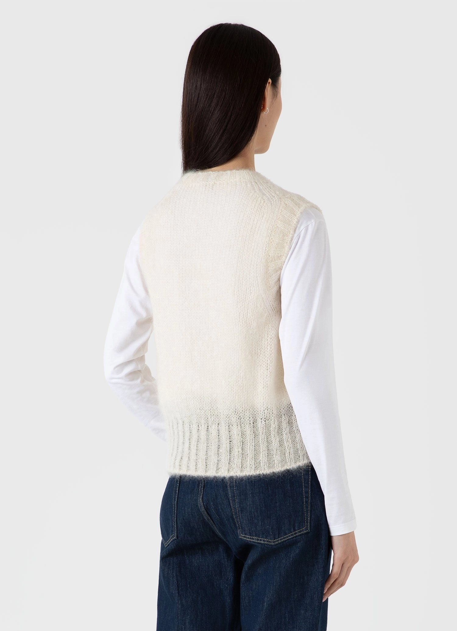 Organic Cotton Blend OdorResistant Fiber Women's Mohair Silk Vest in Ecru