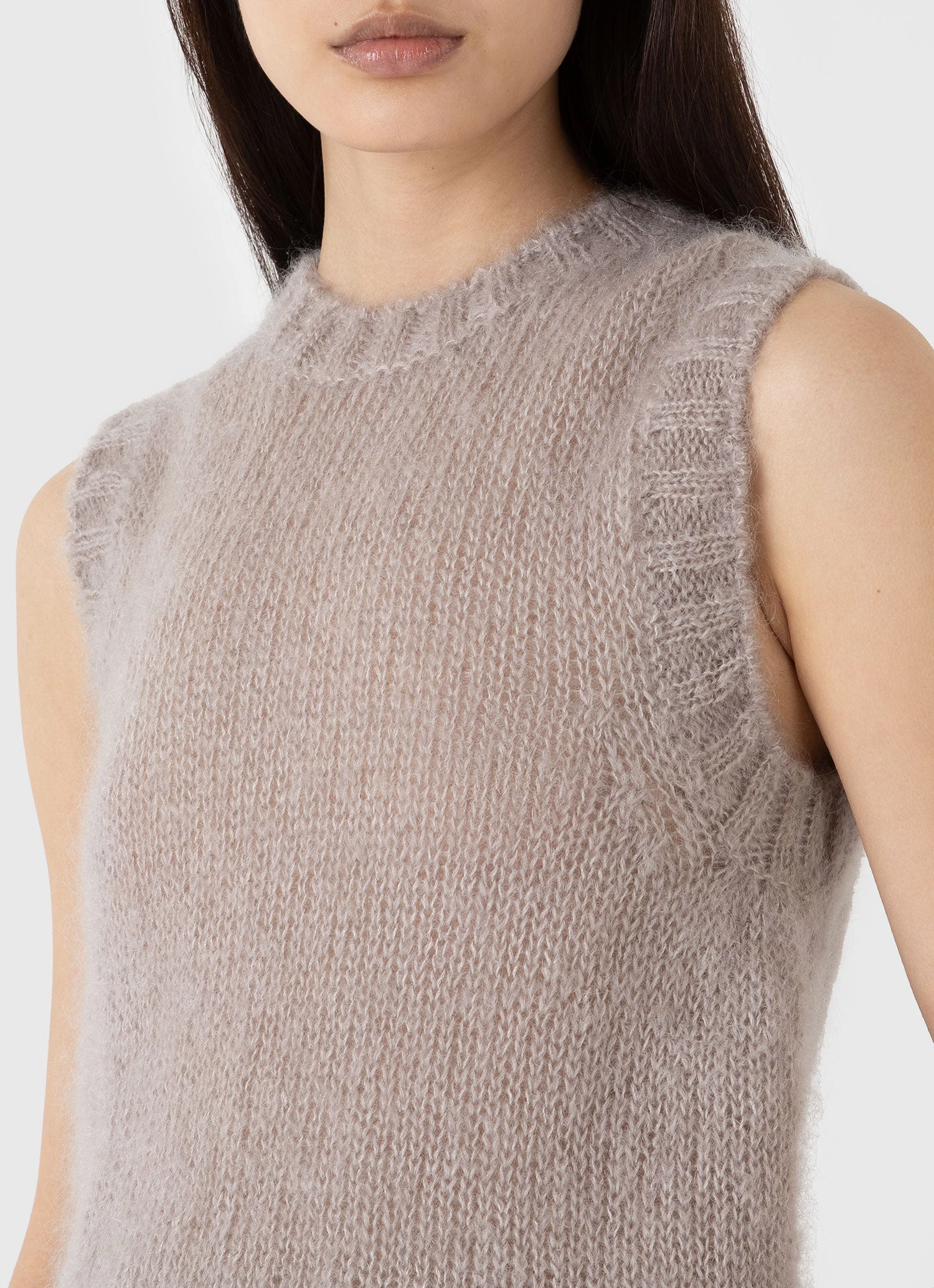 Wearable Basic Women's Mohair Silk Vest in Sandstone