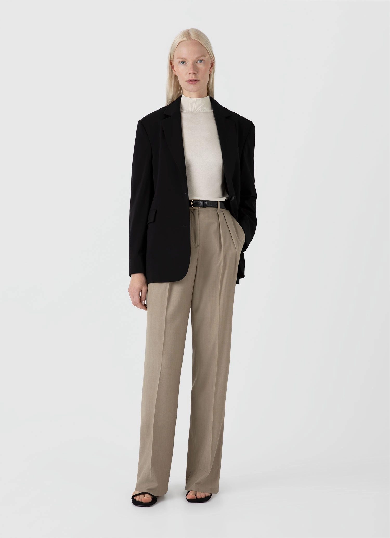 Women's Mulberry Silk Mock Neck Top in Ecru Moisture Wicking Technology