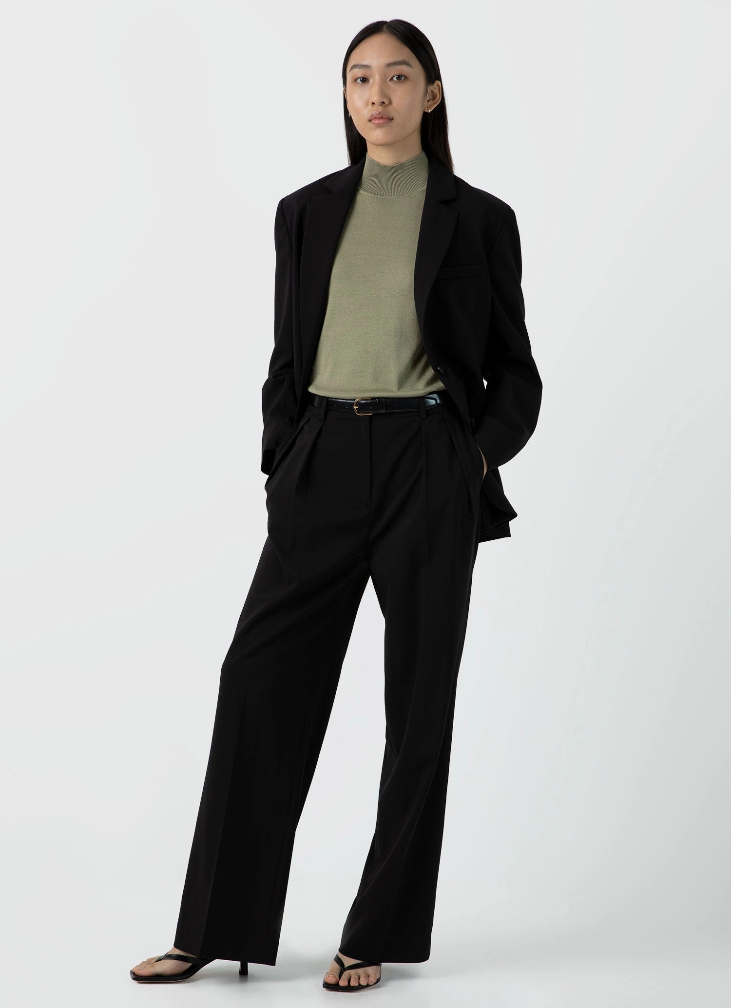 Women's Mulberry Silk Mock Neck Top in Pale Khaki Comfortable Drape