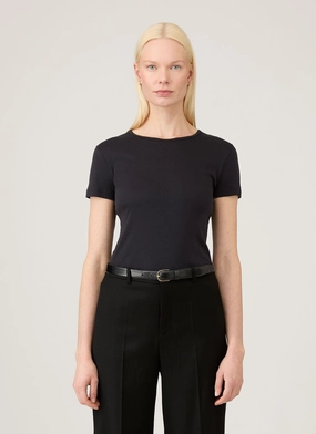 Women's Sea Island Cotton T-shirt in Black Anti-pilling Women's Sea Island Cotton T-shirt in Black Floral freshness