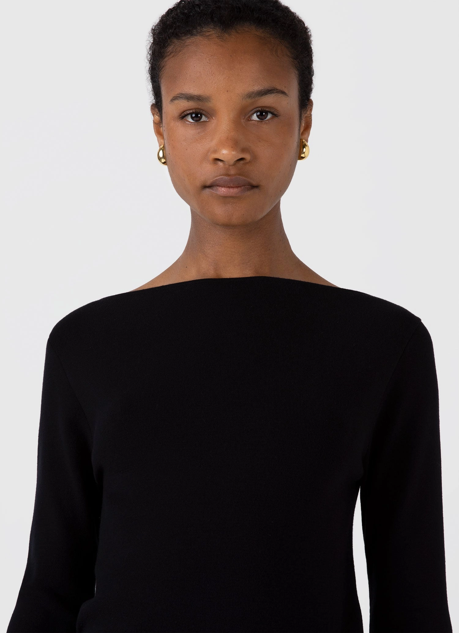 Women's Viscose Slash Neck Top in Black Warm Outfit Homewear Style
