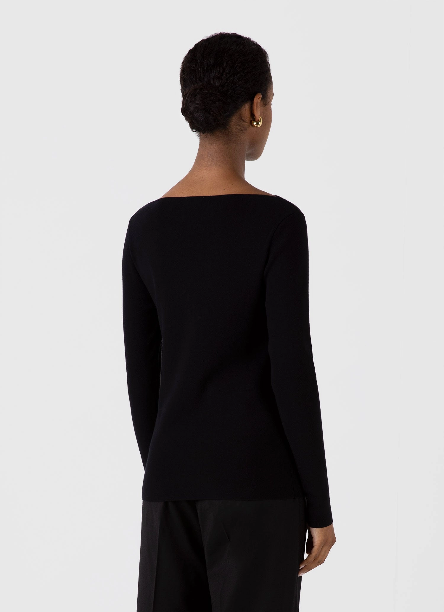Unstructured Silhouette Women's Viscose Slash Neck Top in Black