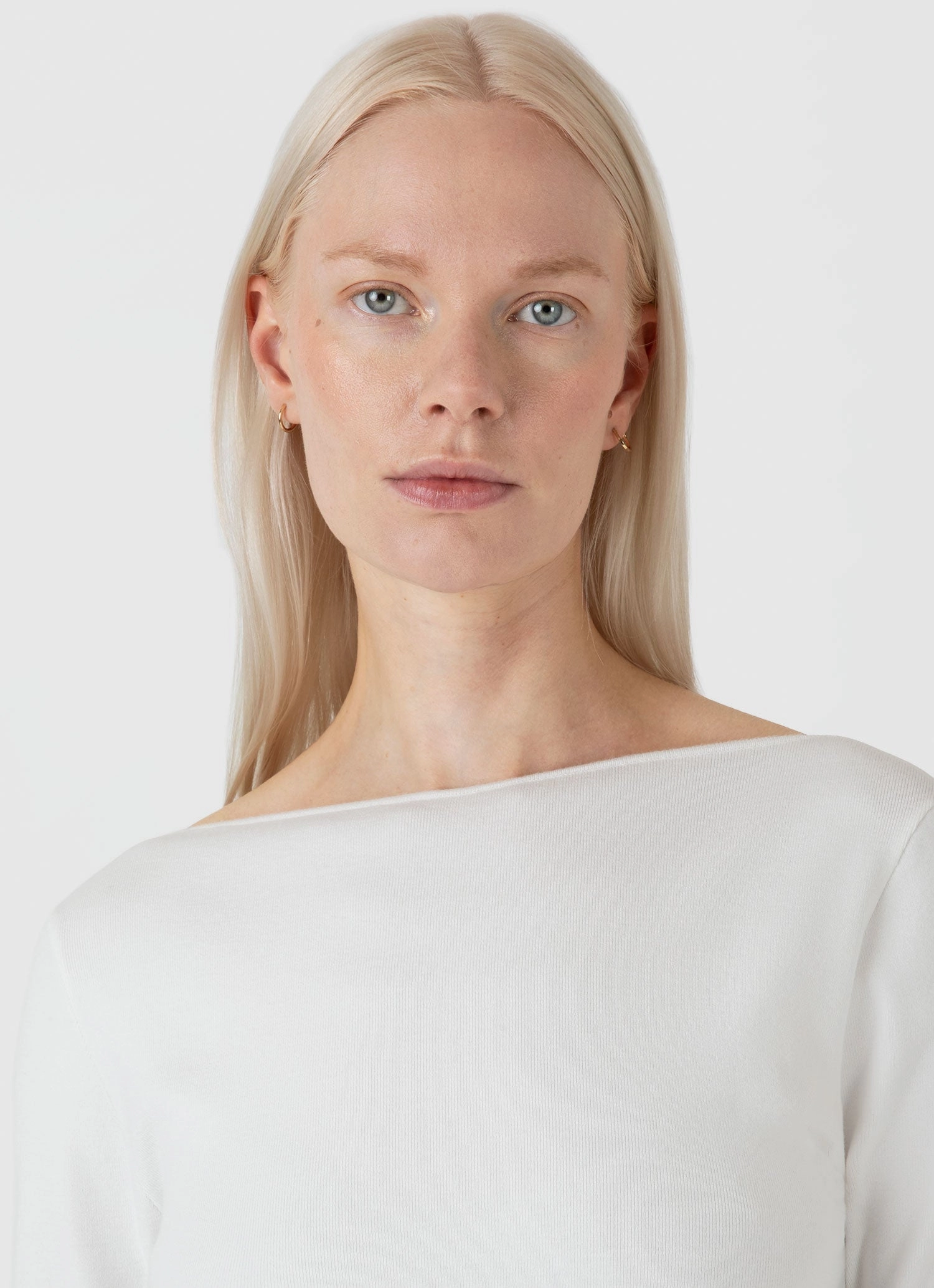 Women's Viscose Slash Neck Top in Ecru Daily Layers Simple Layered