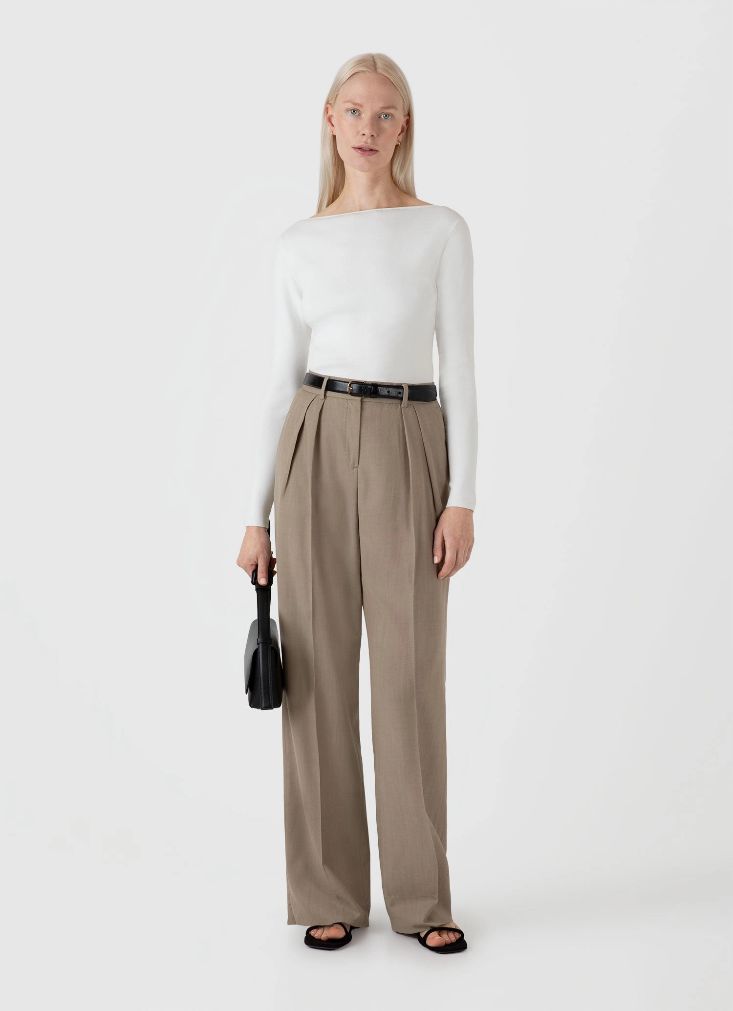 Modern Comfort Chill Vibe Women's Viscose Slash Neck Top in Ecru