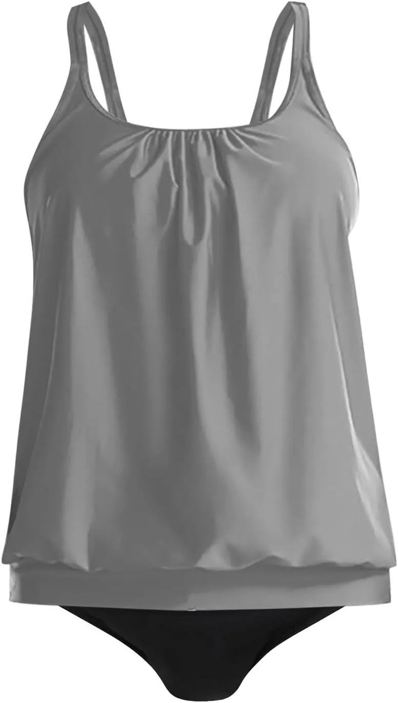Womens 2 Piece Tankini Swimsuits Tummy Control Ruffle High Waisted Bathing Suit Ladies Sexy Outdoor Beach Swim Outfit