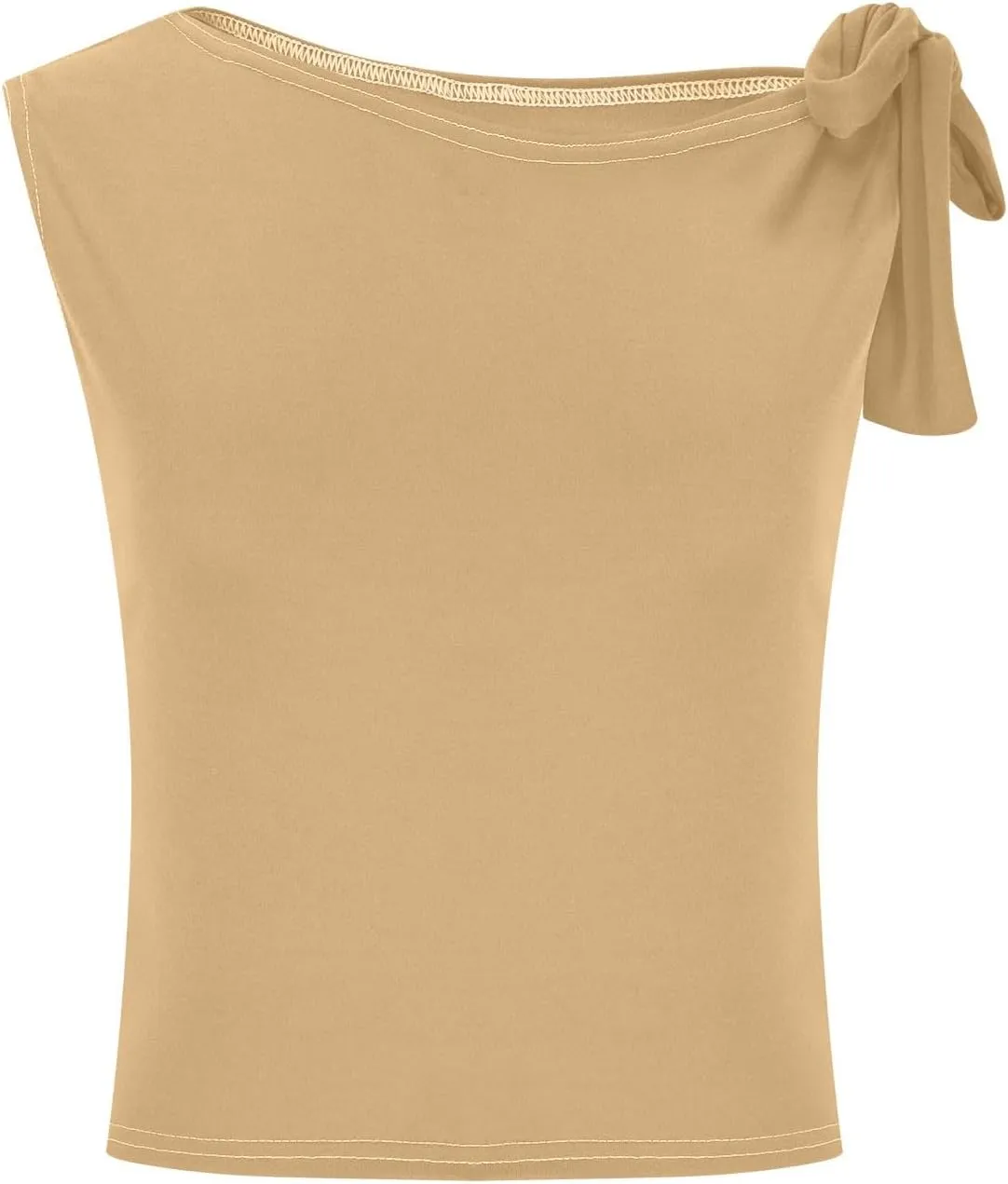 Women's 2025 Summer One Shoulder Lace Up Crop Tops Sleeveless Casual Stretch Y2K Going Out Tank Top Trendy Outfits