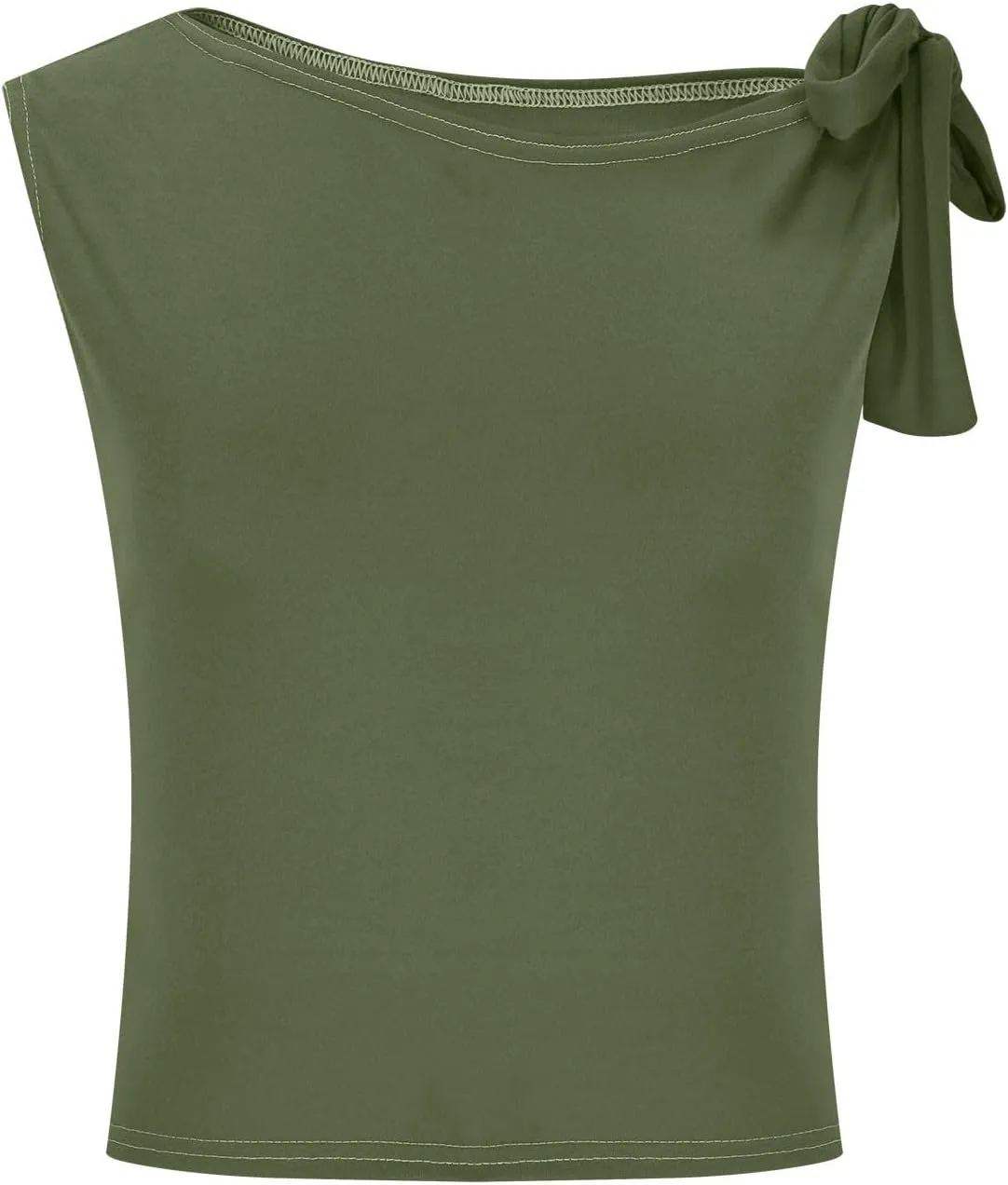 Women's 2025 Summer One Shoulder Lace Up Crop Tops Sleeveless Casual Stretch Y2K Going Out Tank Top Trendy Outfits