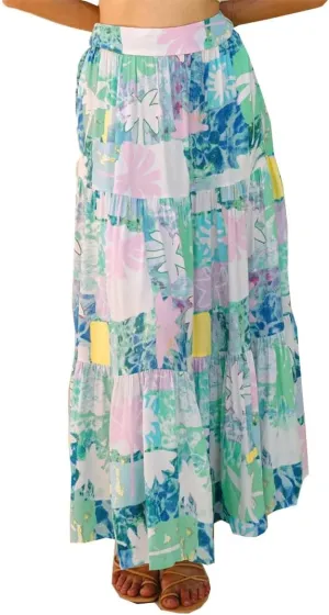 Women's A-Line Floral Printing Midi High Waist Vacation Maxi Skirts Vestidos Beach Boho Skirts