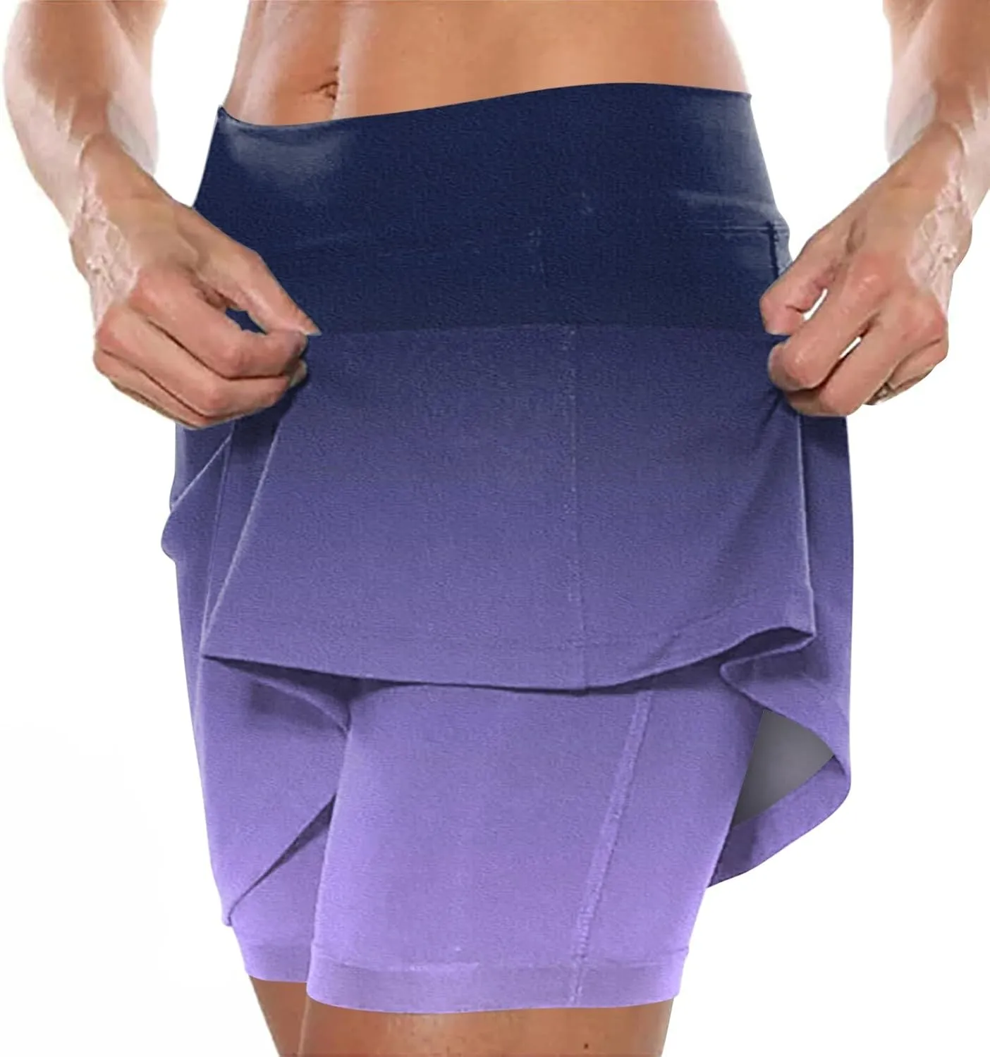 Womens Activewear Pleated Tennis Skirts Fade Pattern Printed Culottes Skinny Mid Waisted Workout Summer Casual Skirt