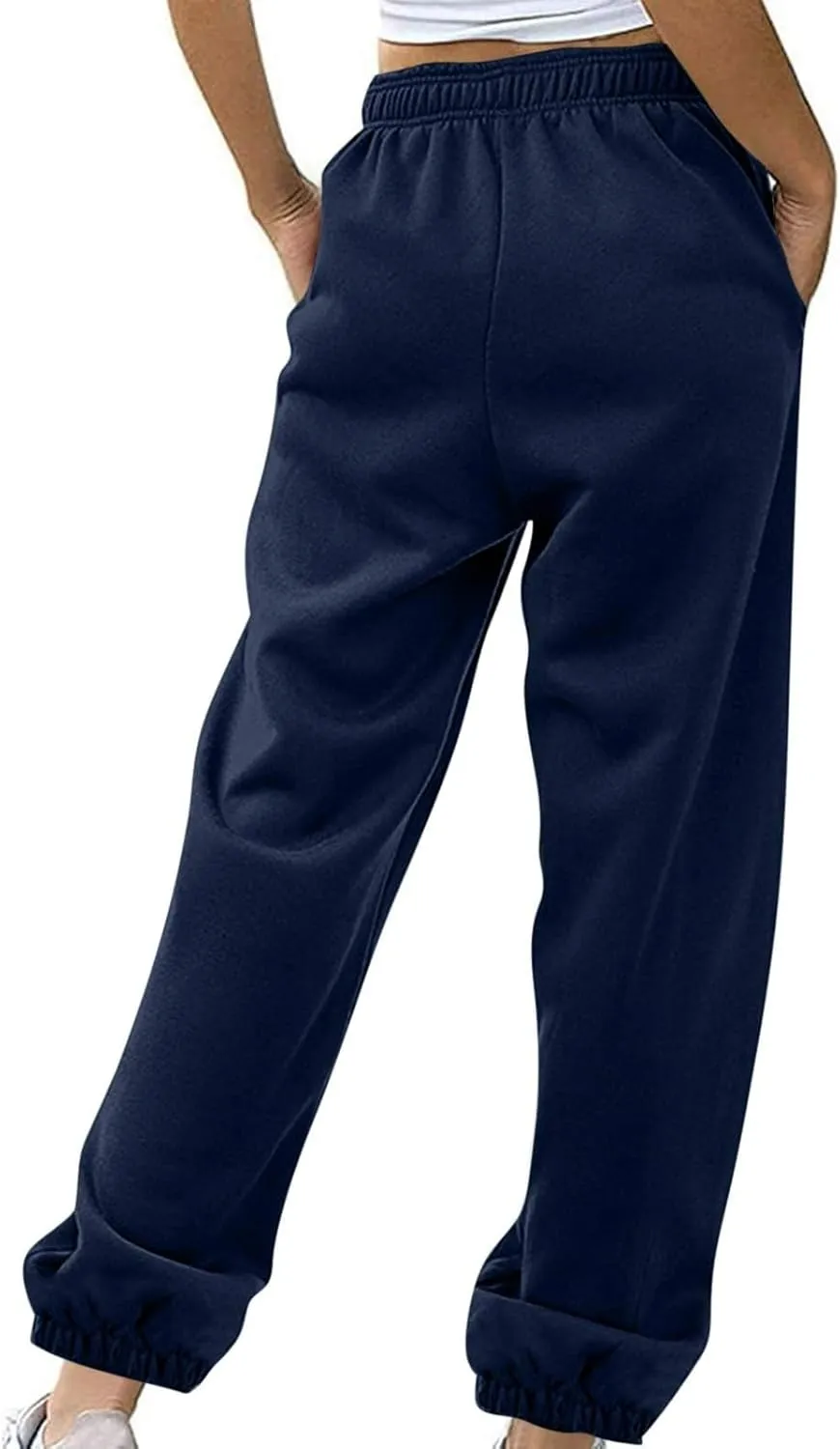 Womens Baggy Sweatpants High Waisted Pants Lounge Fleece Jogger Sweatpants Cinch Bottom Sweat Pant with Pocket
