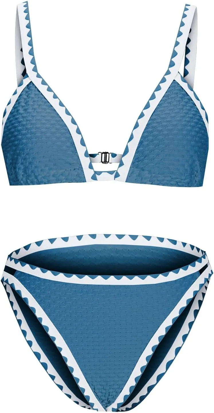 Womens Bathing Suits Bikini Adjustable Back Clasp Womens Swimsuits 2025 Color Block Sexy Two Piece Triangle Swimsuit