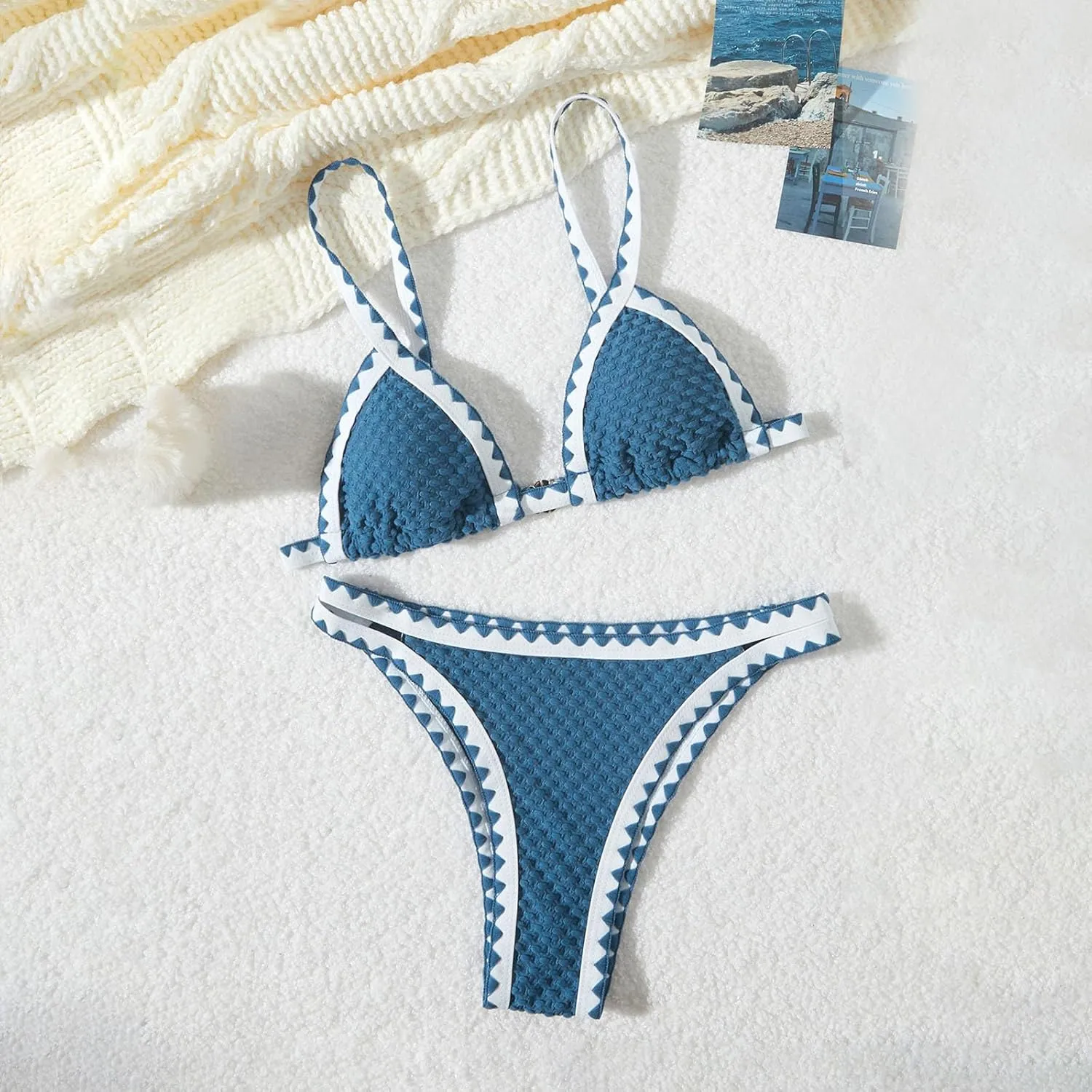 Womens Bathing Suits Bikini Adjustable Back Clasp Womens Swimsuits 2025 Color Block Sexy Two Piece Triangle Swimsuit