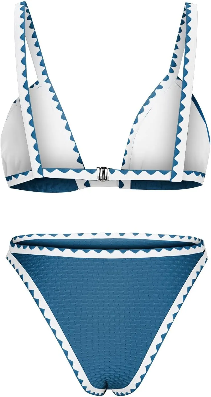 Womens Bathing Suits Bikini Adjustable Back Clasp Womens Swimsuits 2025 Color Block Sexy Two Piece Triangle Swimsuit