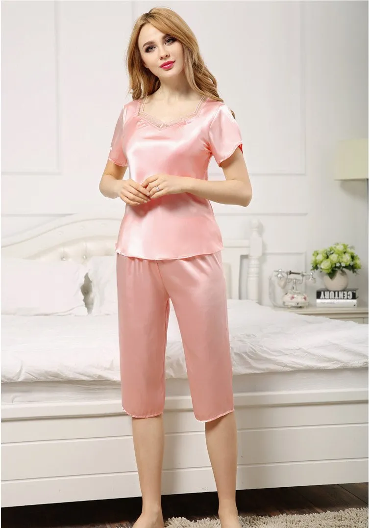 Women's Beautifully Soft Short Sleeve Top and Pants Pajama Set