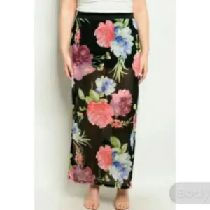 Women's Blue Floral Skirt Plus Size