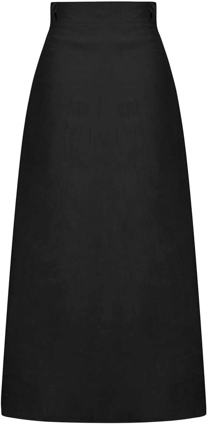 Womens Button Front Flowy Maxi Skirt High Waisted Plisse A Line Skirts 2025 Summer Casual Pleated Flared Long Skirt