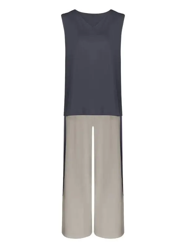 Women's Casual Contrasting Color Sleeveless Vest   Long Sleeve Cardigan Jacket   Trousers Three Sets