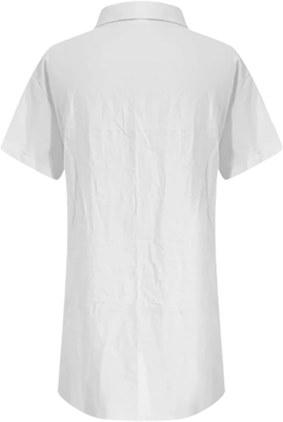 Womens Casual Cotton Linen Tops Button Down Short Sleeve Sun Shirts Lengther Summer Beach Cover Up Blouses with Pocket