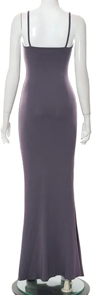 Women's Casual Lounge Slip Long Dress Sleeveless Bodycon Maxi Dresses Solid Color