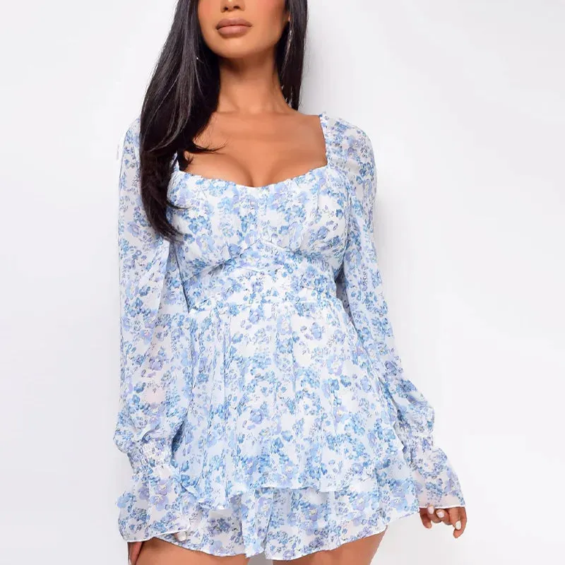 Women's Chiffon Floral Ruffled Fashion Designer Playsuit Rompers