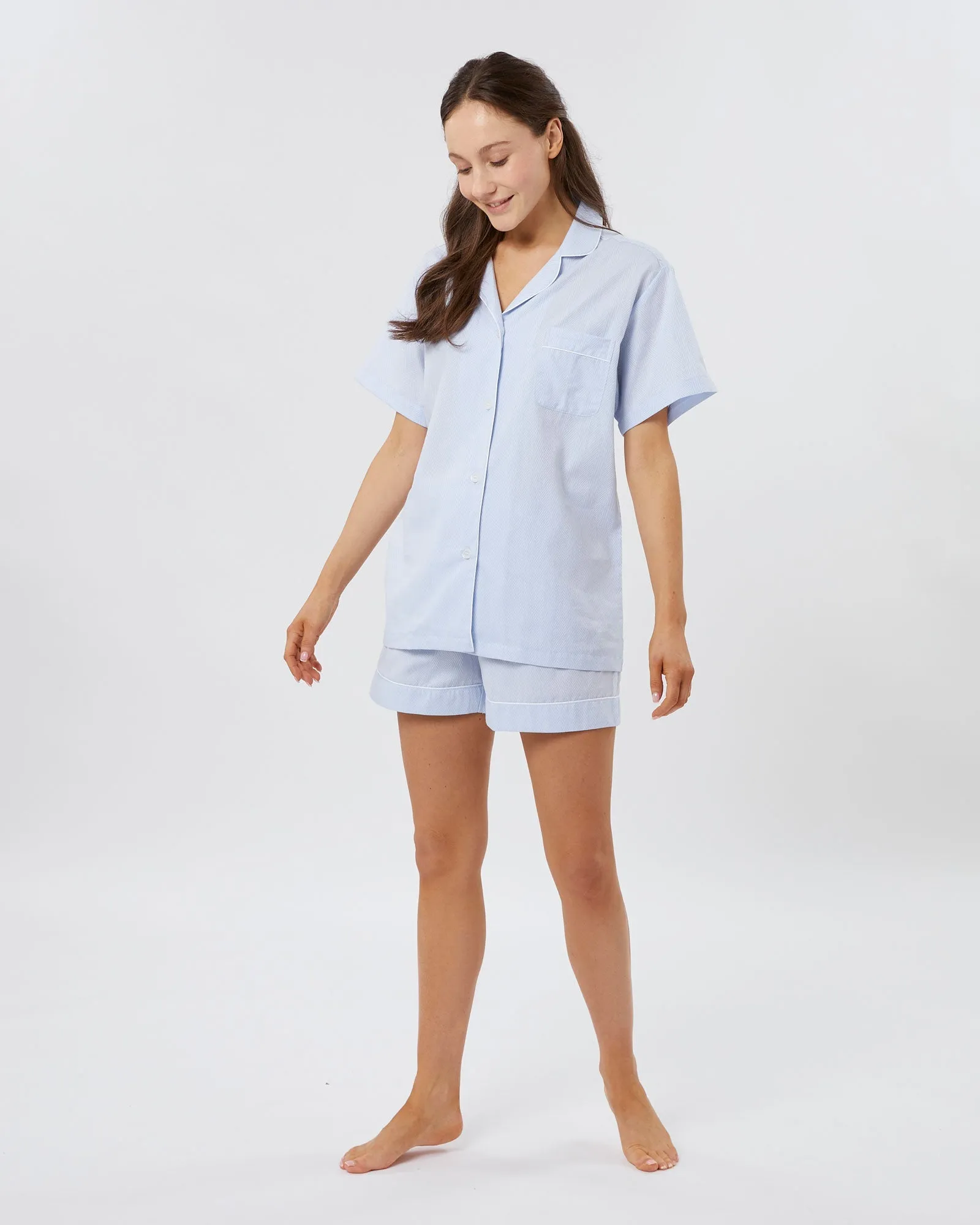 Women's Classic Cotton Florence Short Pajamas - Jacquard Blue