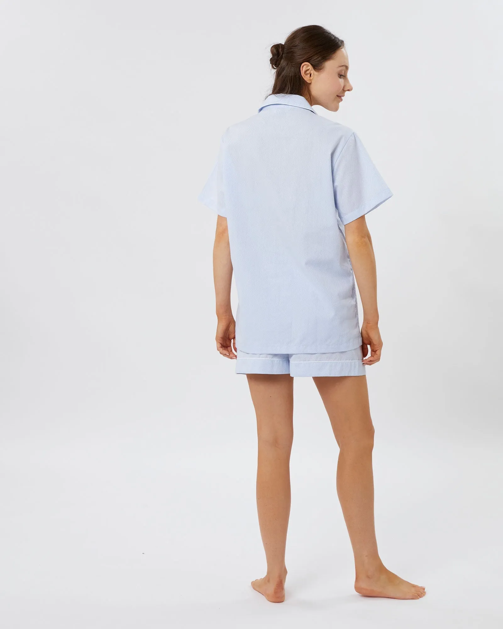 Women's Classic Cotton Florence Short Pajamas - Jacquard Blue