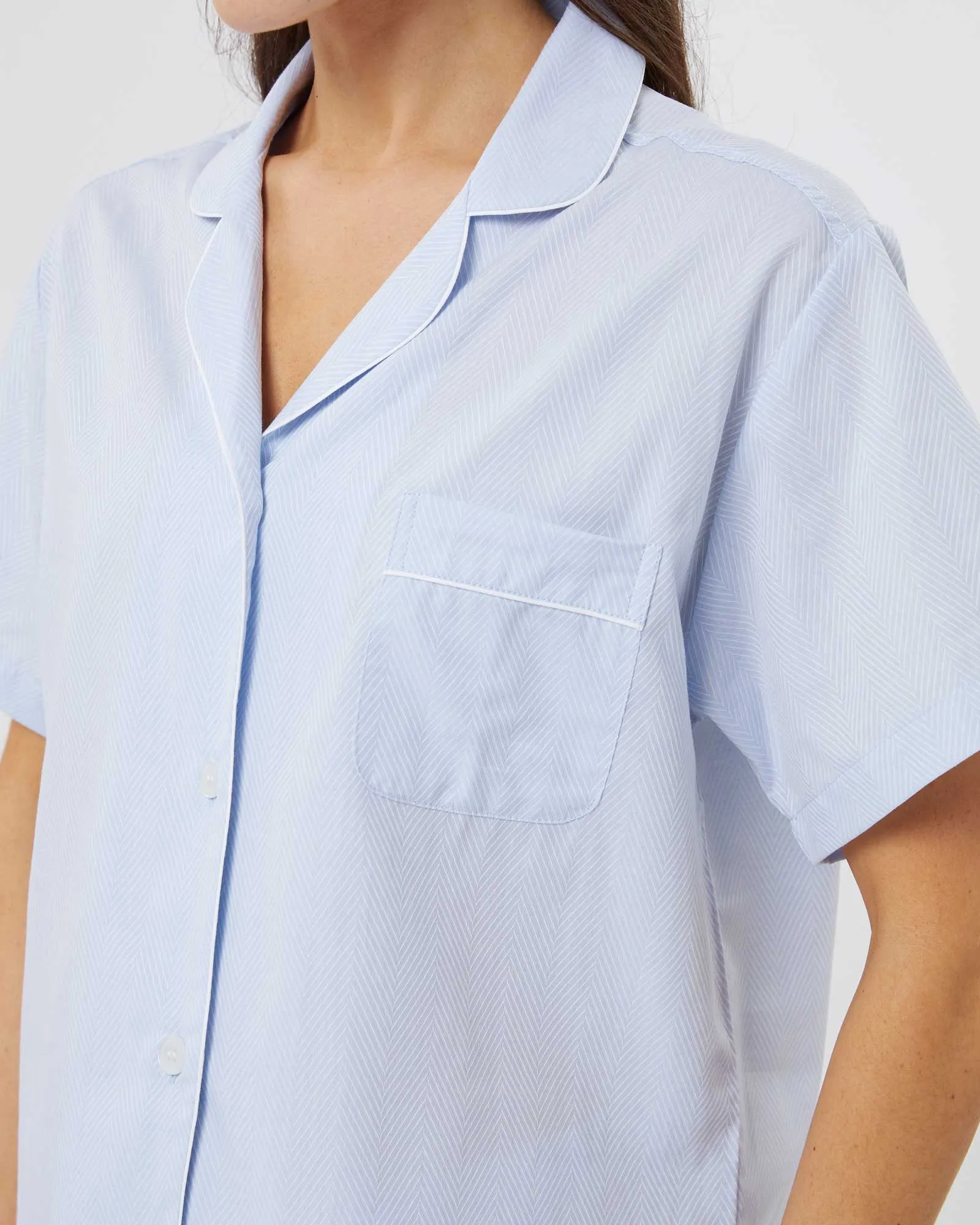 Women's Classic Cotton Florence Short Pajamas - Jacquard Blue