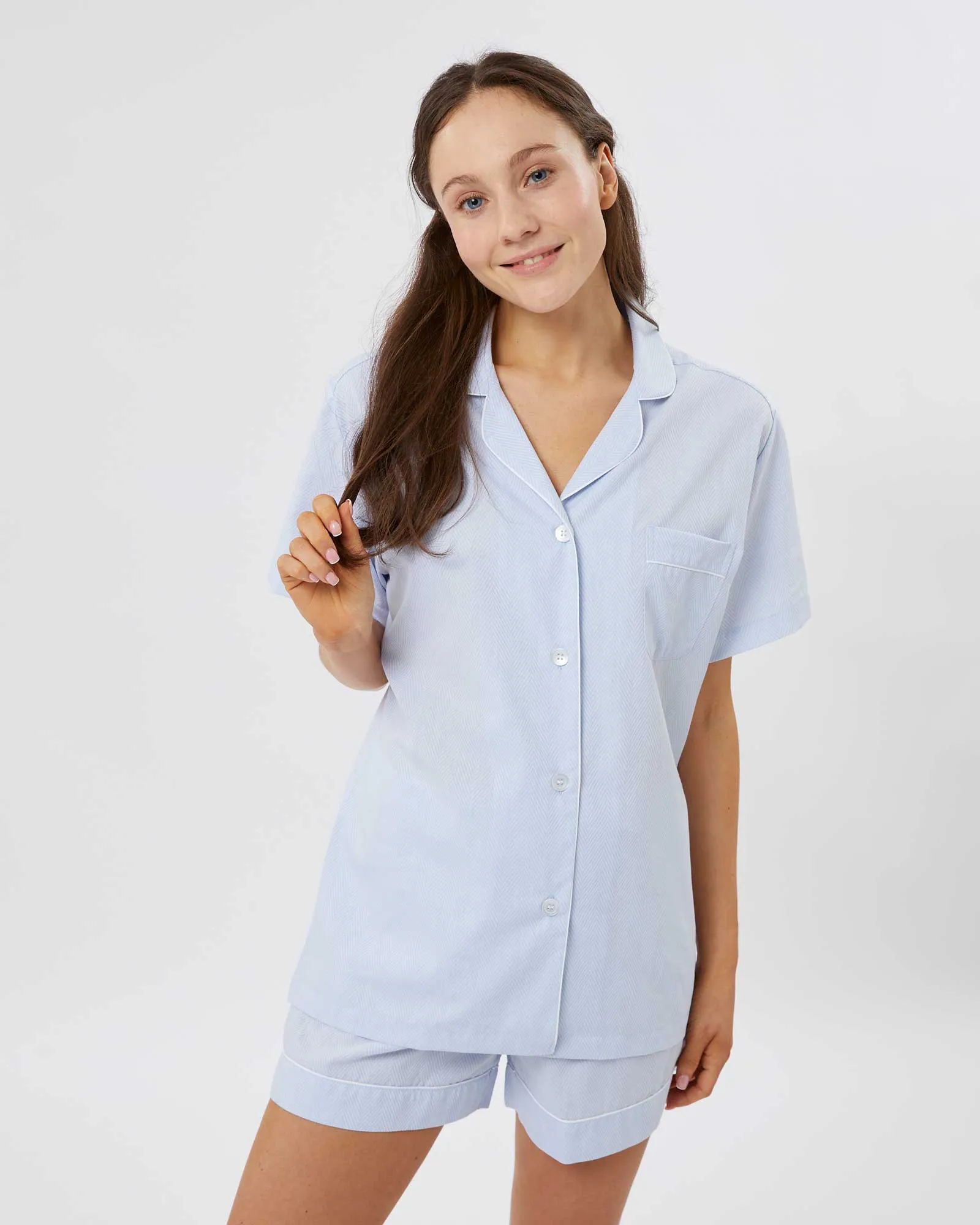 Women's Classic Cotton Florence Short Pajamas - Jacquard Blue