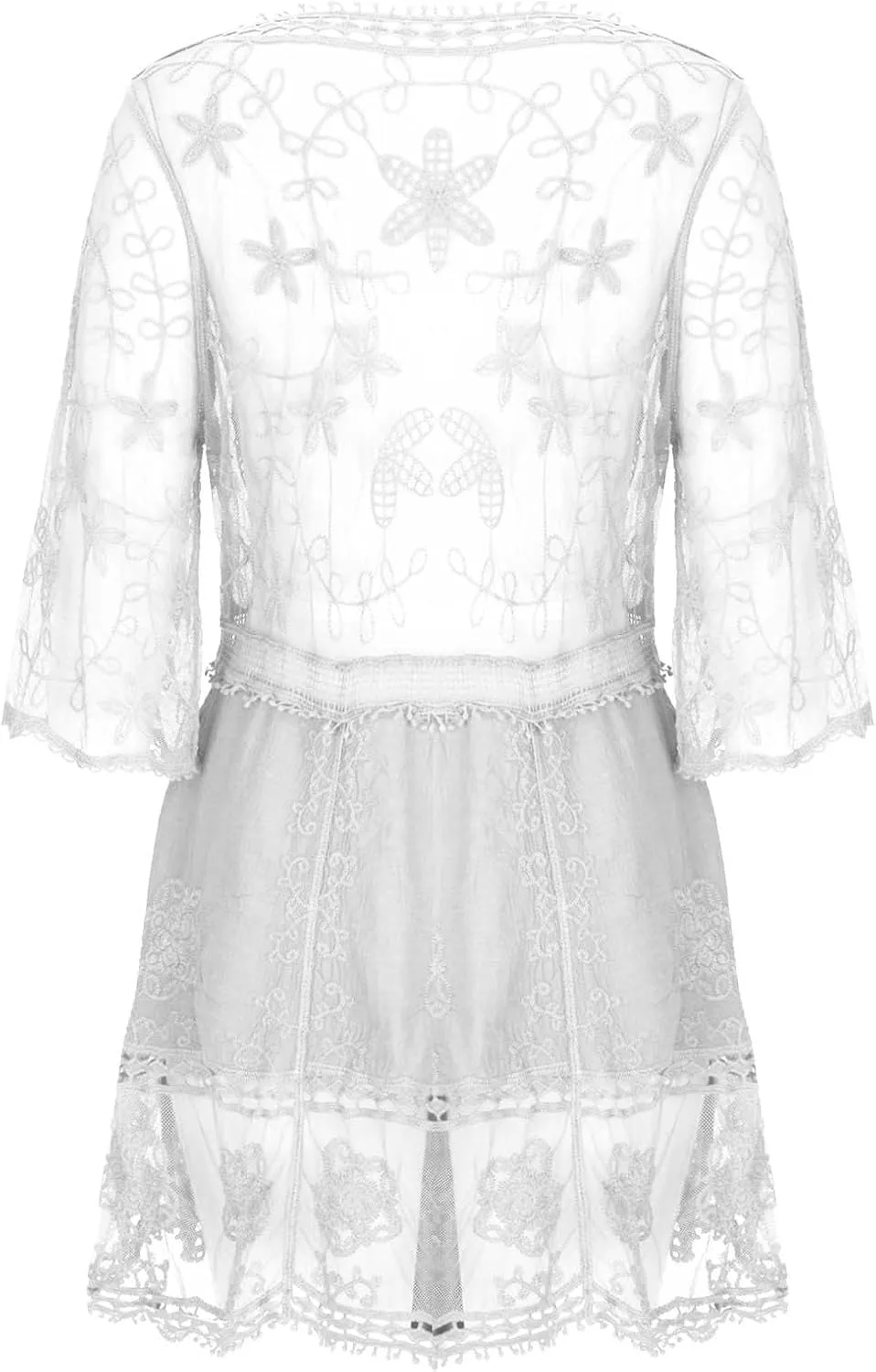 Women's Contrast Lace Bathing Suit Cover Up V-Neck Coverups Swimwear Swimsuit Loose Summer Beach Mini Dress Beachwear