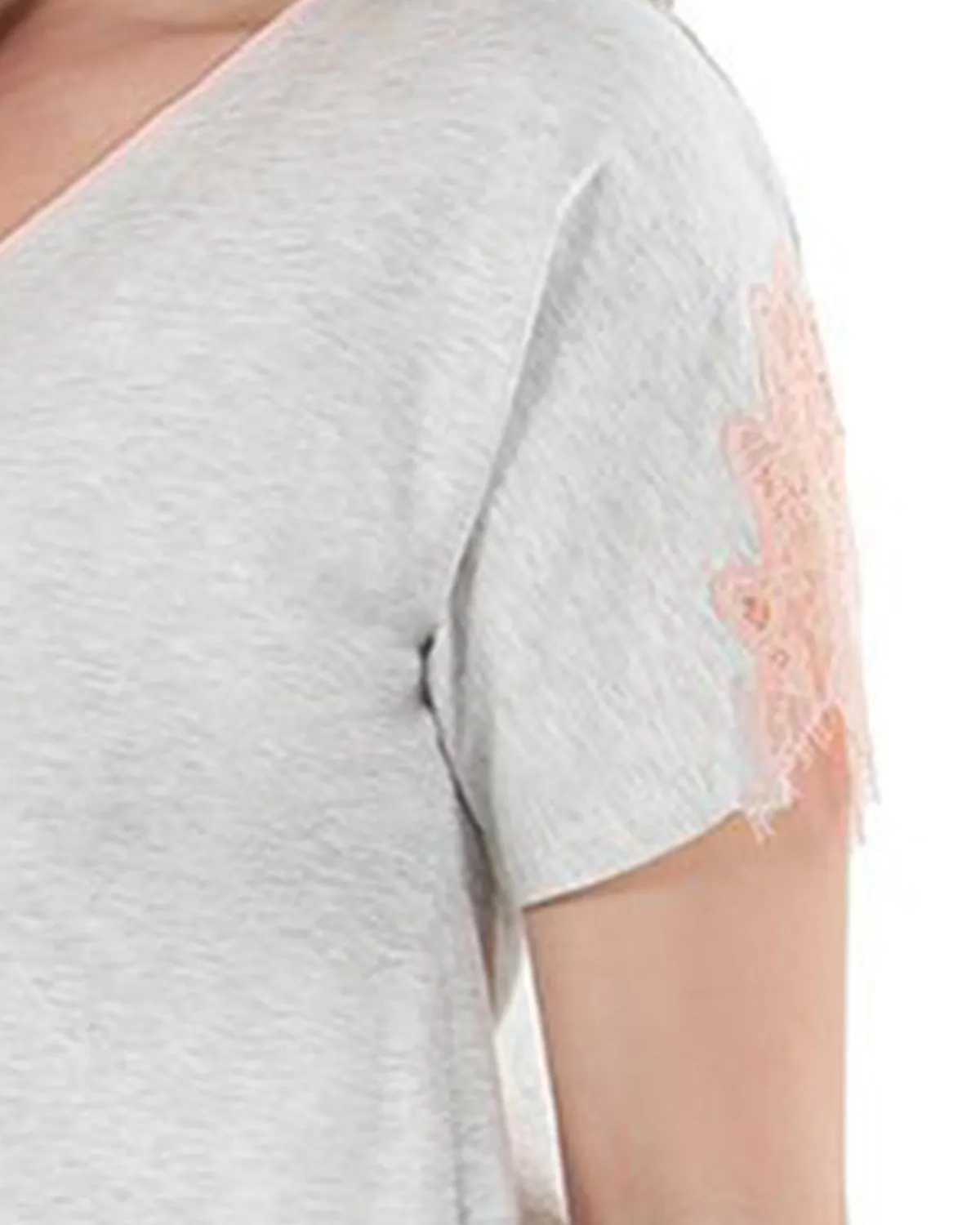 Women's Cotton Blend Lace Trim Short Sleeve Top and Pants Sleep Set