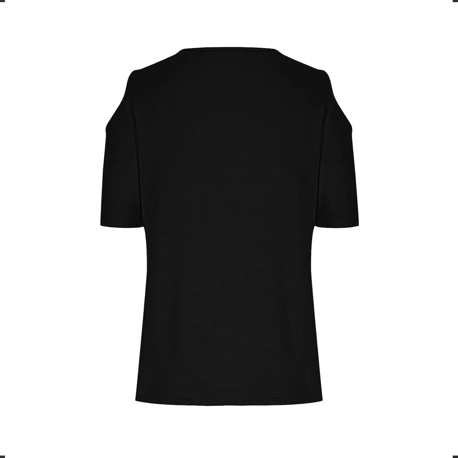 Womens Crew Neck Cold Shoulder Tops Short Sleeve Casual T Shirt 2025 Dressy Blouse Trendy Summer Loose Fit Tunic Tees