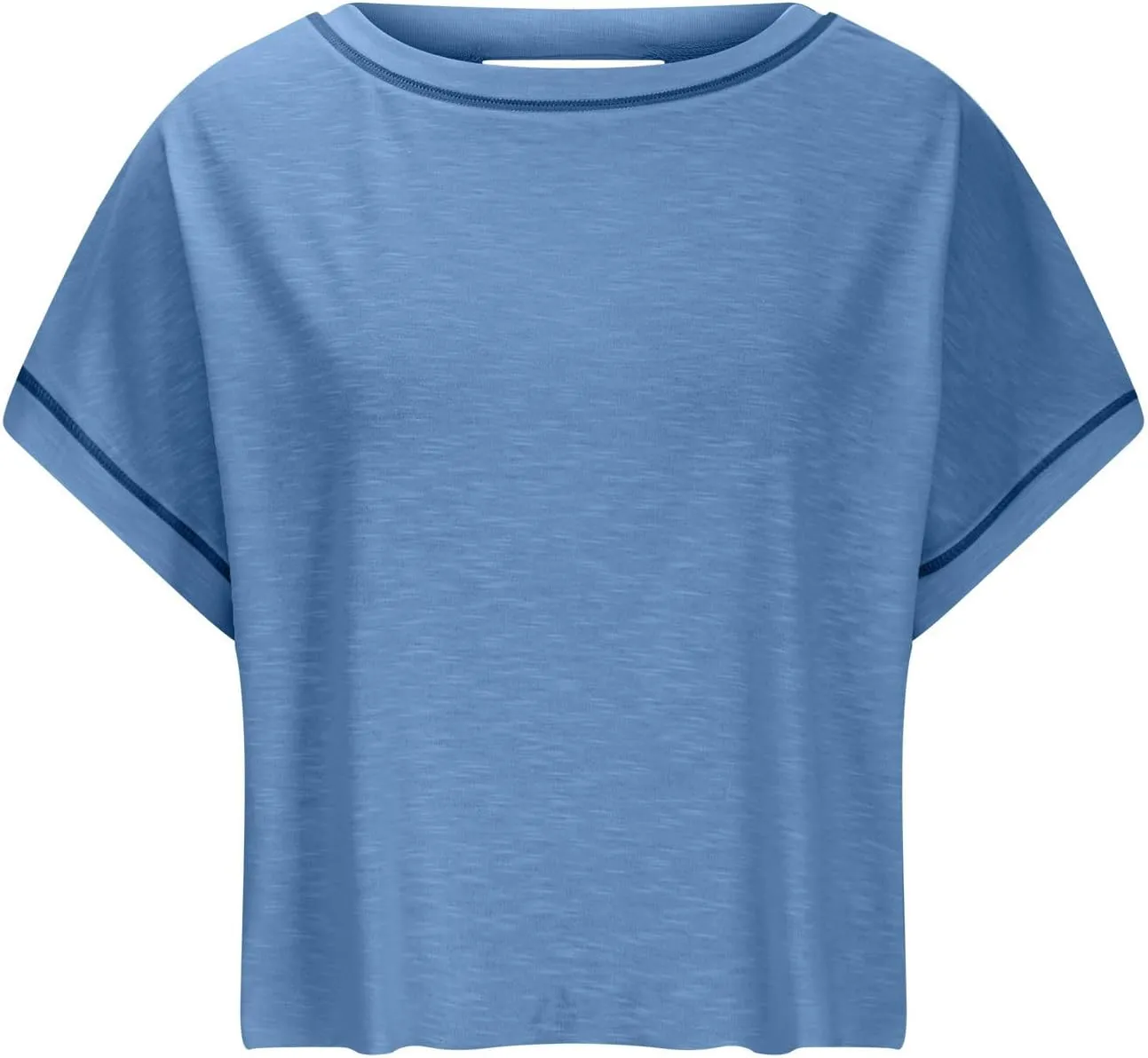 Womens Crop Workout Tops Cap Sleeve Tops Summer Cropped Shirts Open Back Blouses