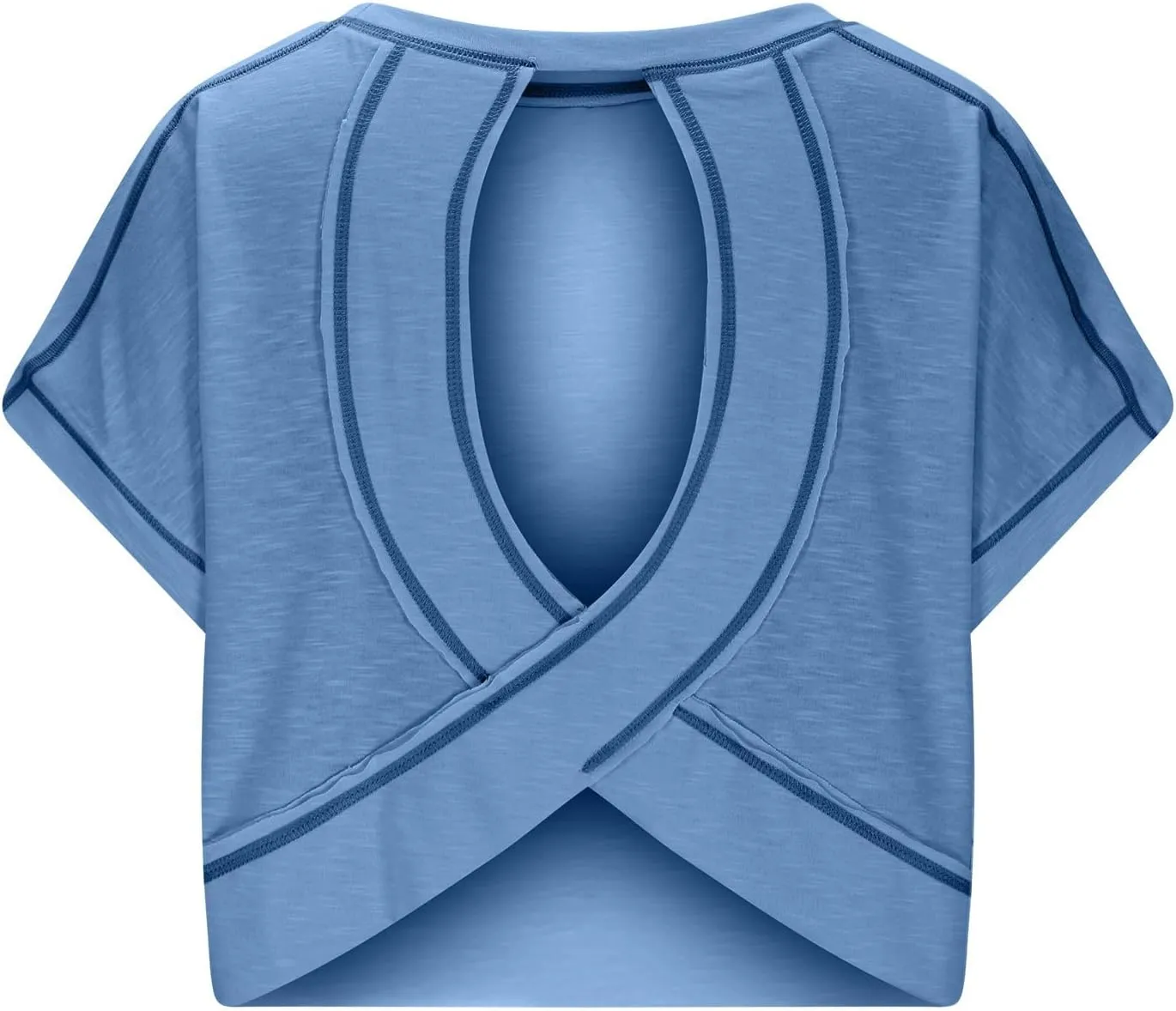 Womens Crop Workout Tops Cap Sleeve Tops Summer Cropped Shirts Open Back Blouses