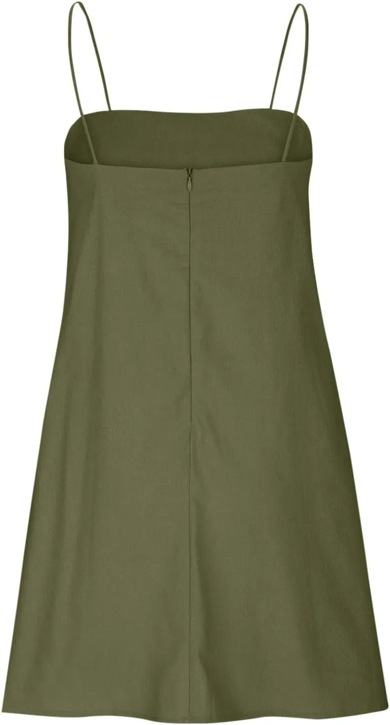 Womens Dresses Sleeveless Spaghetti Strap Off The Shoulder Dresses for Women Linen Mini Petite Dresses 2025