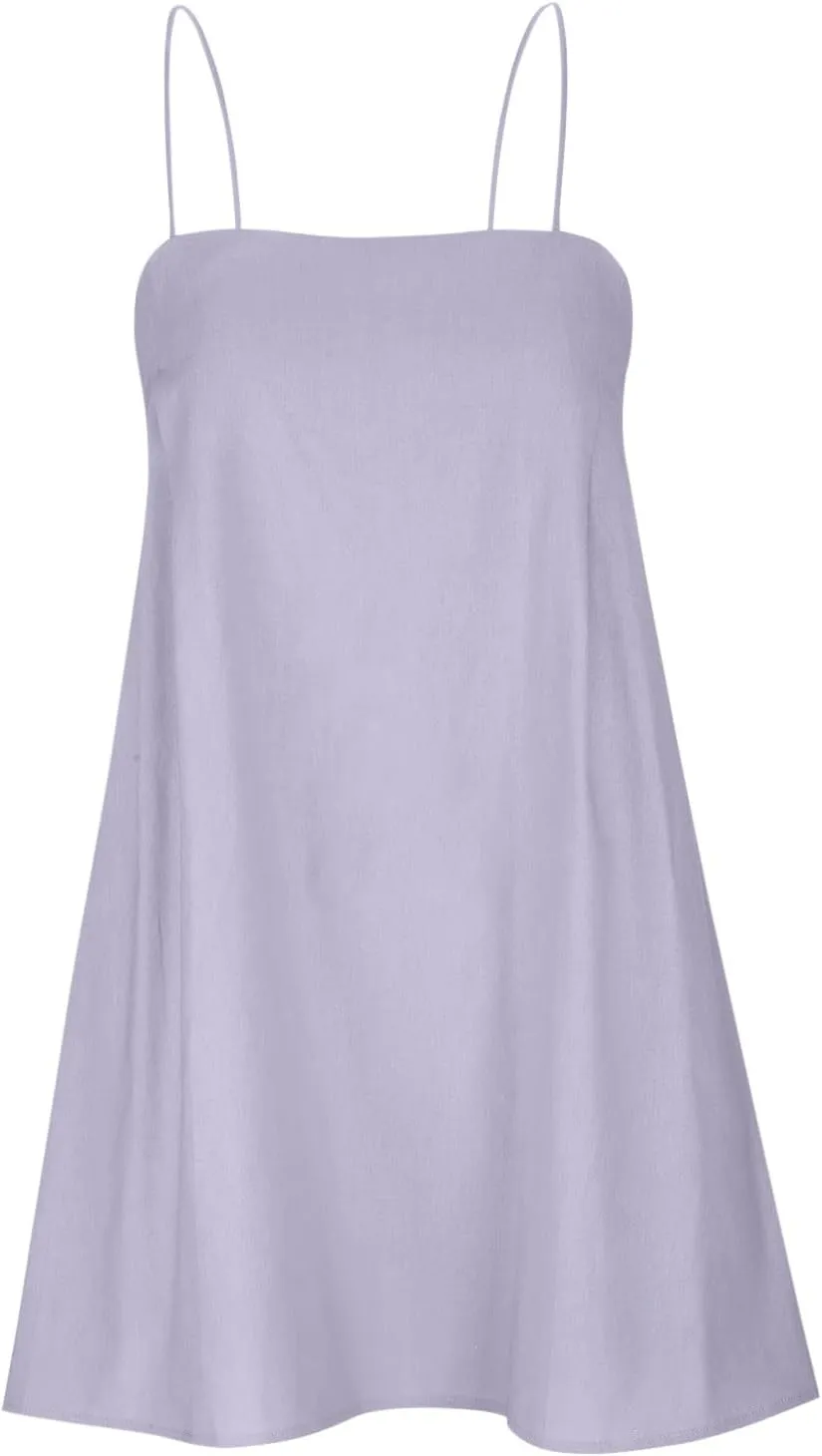 Womens Dresses Sleeveless Spaghetti Strap Off The Shoulder Dresses for Women Linen Mini Petite Dresses 2025