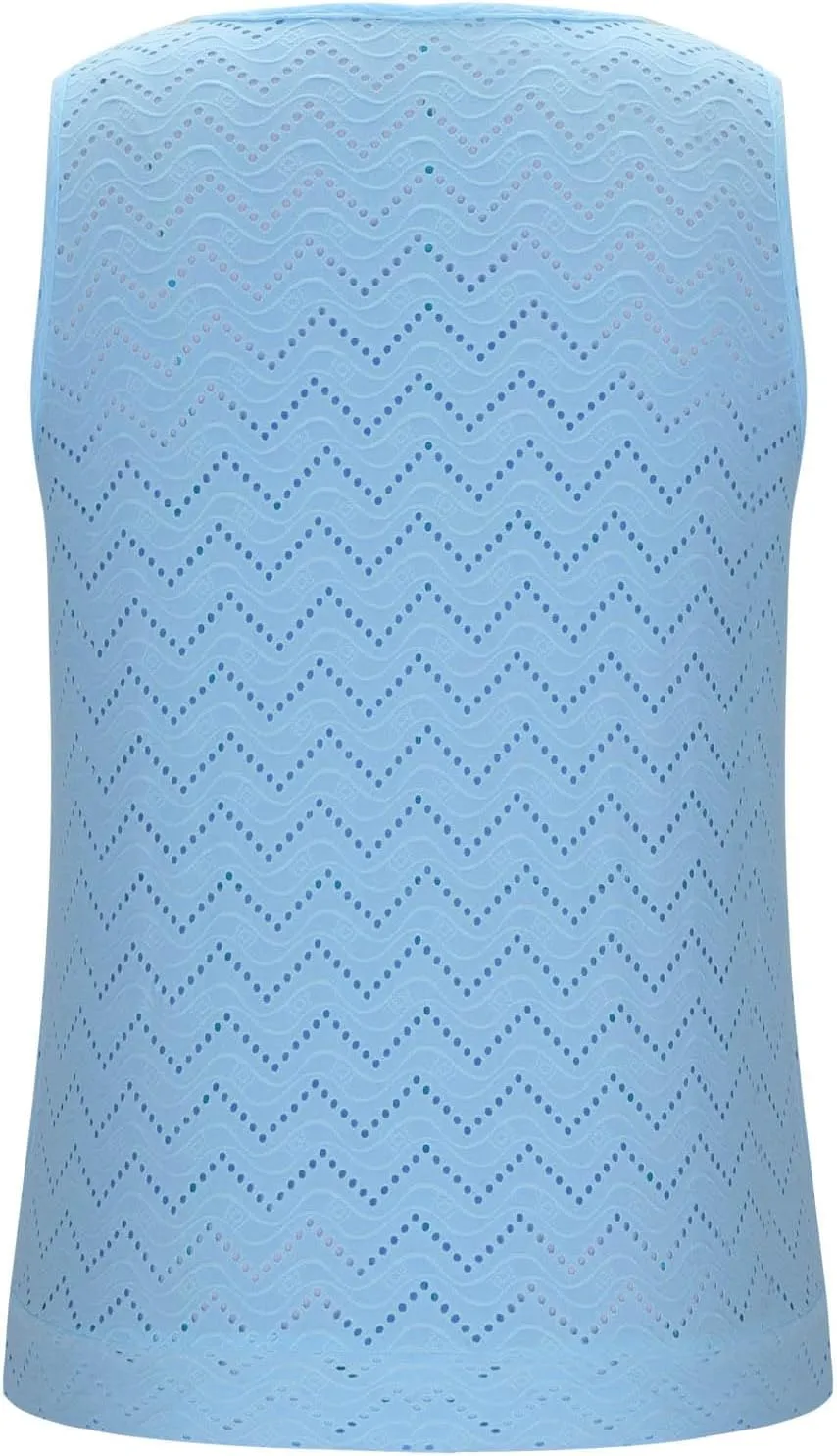 Women's Eyelet Embroidery Hollow Out Casual Tank, Summer Cool Comfy Sleeveless Loose Shirts Fashion Vacation Clothes