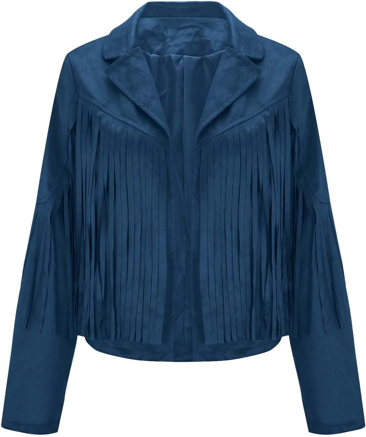Women's Fringe Faux Suede Leather Jackets Fashion Tassel Cropped Coats Fringe Cropped Jacket Tassel Suede Moto Jacket